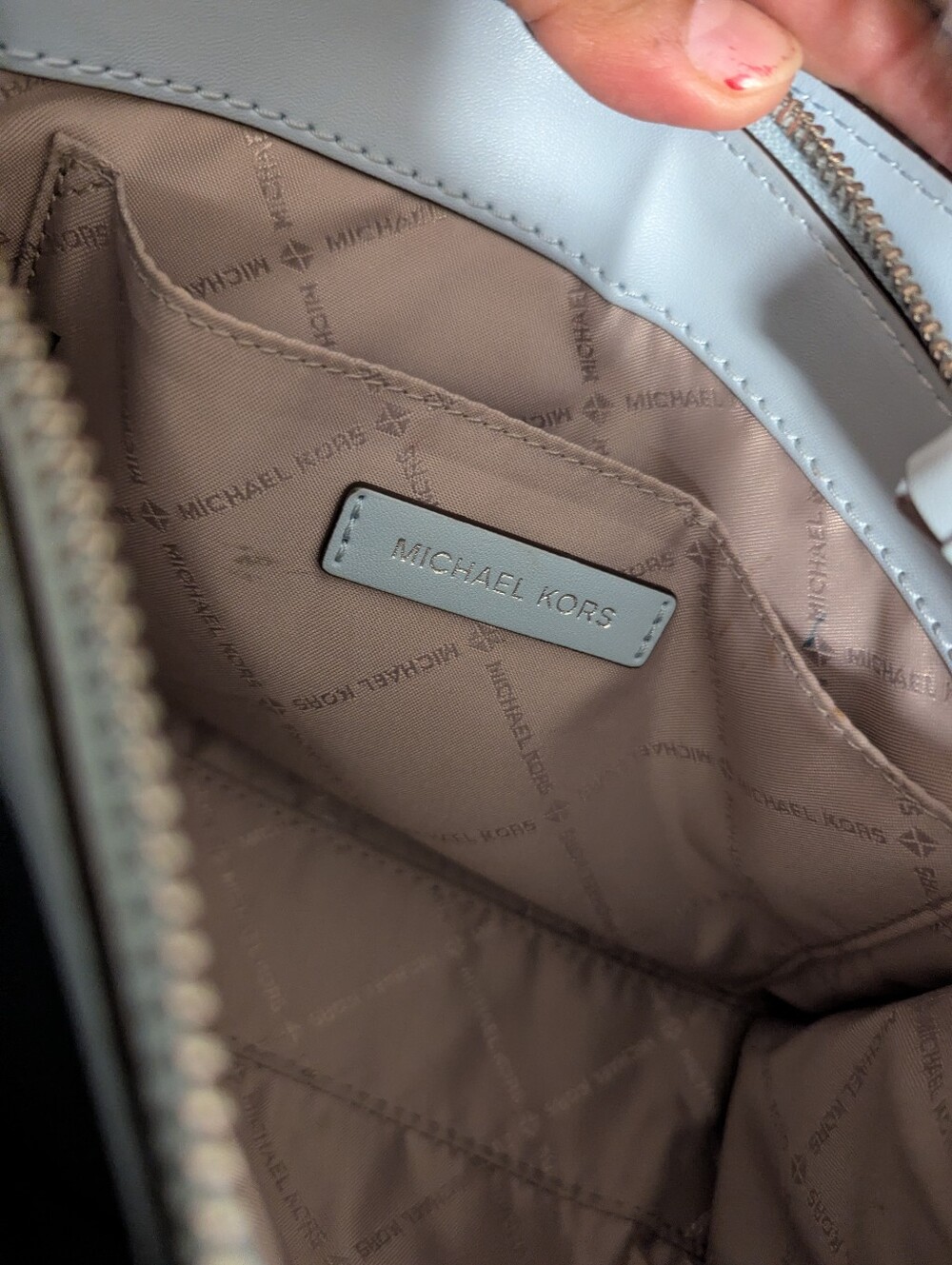 Michael Kors Pale Blue Saffiano Leather Satchel with Removable Strap - Picture 6 of 7